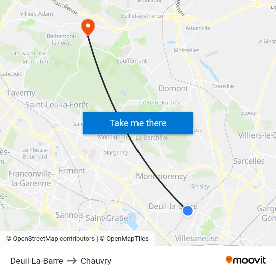 Deuil-La-Barre to Chauvry map