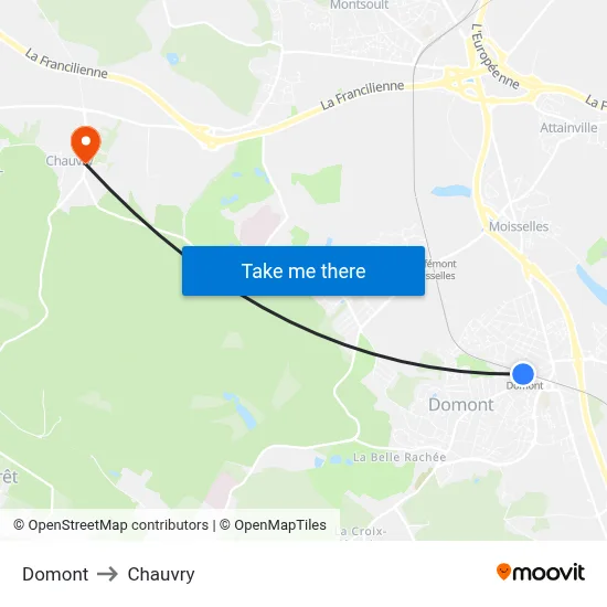 Domont to Chauvry map