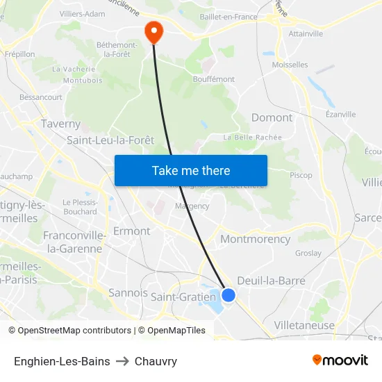 Enghien-Les-Bains to Chauvry map