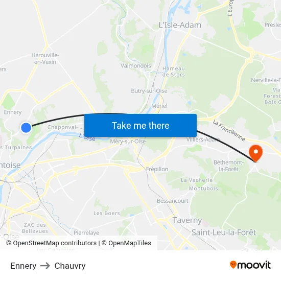 Ennery to Chauvry map