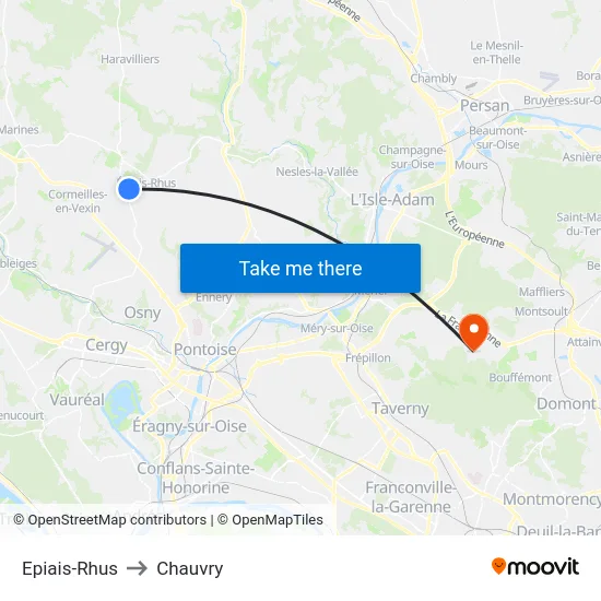 Epiais-Rhus to Chauvry map