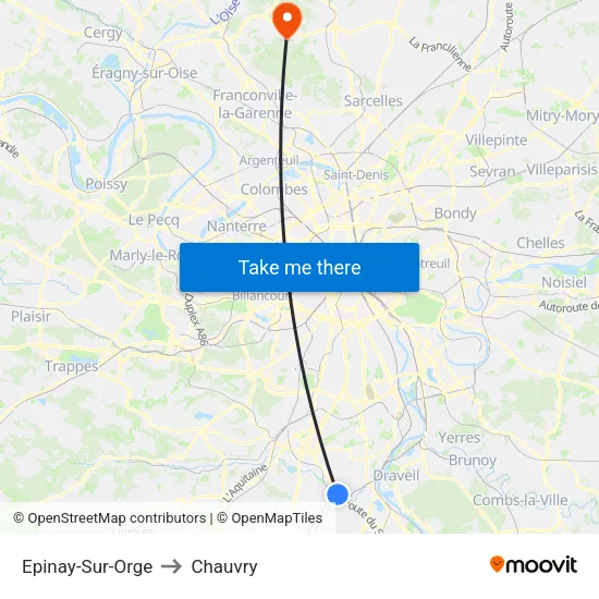 Epinay-Sur-Orge to Chauvry map