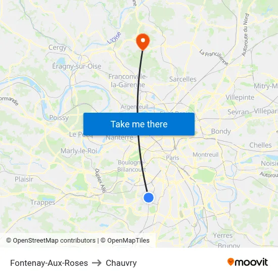Fontenay-Aux-Roses to Chauvry map