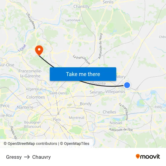 Gressy to Chauvry map