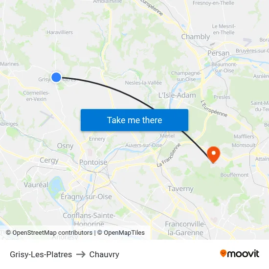Grisy-Les-Platres to Chauvry map