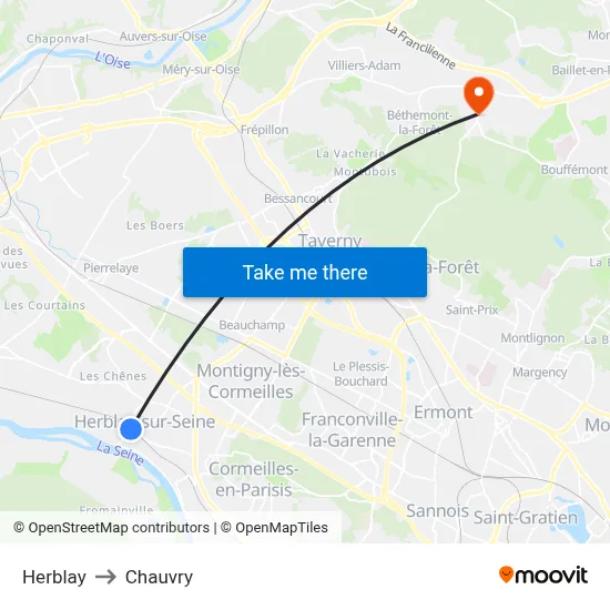 Herblay to Chauvry map