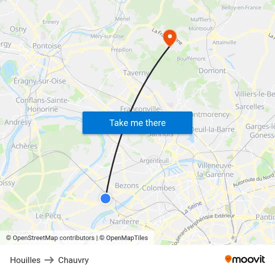 Houilles to Chauvry map