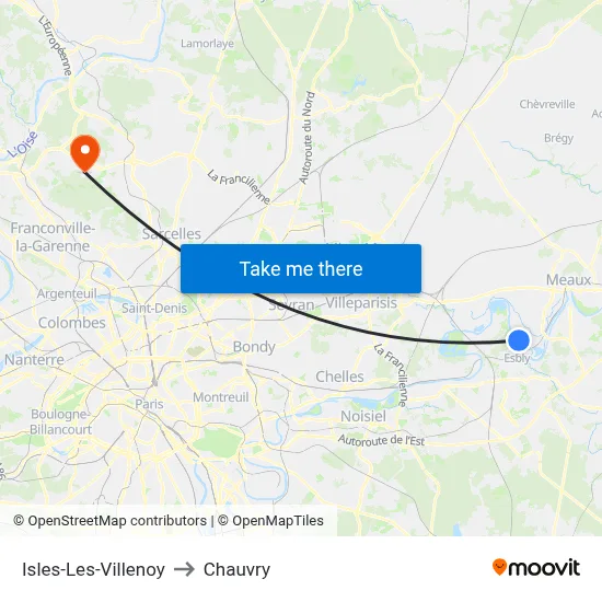 Isles-Les-Villenoy to Chauvry map