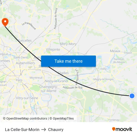 La Celle-Sur-Morin to Chauvry map