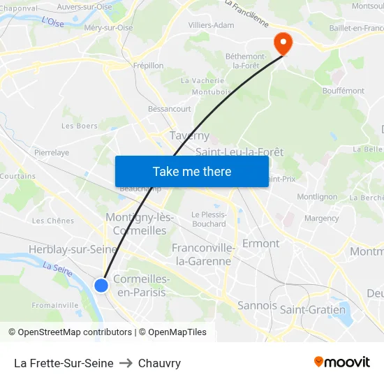La Frette-Sur-Seine to Chauvry map
