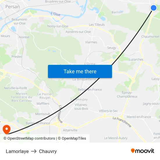 Lamorlaye to Chauvry map