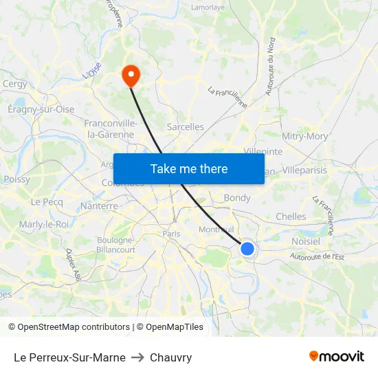 Le Perreux-Sur-Marne to Chauvry map