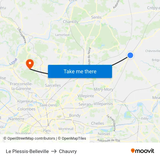 Le Plessis-Belleville to Chauvry map