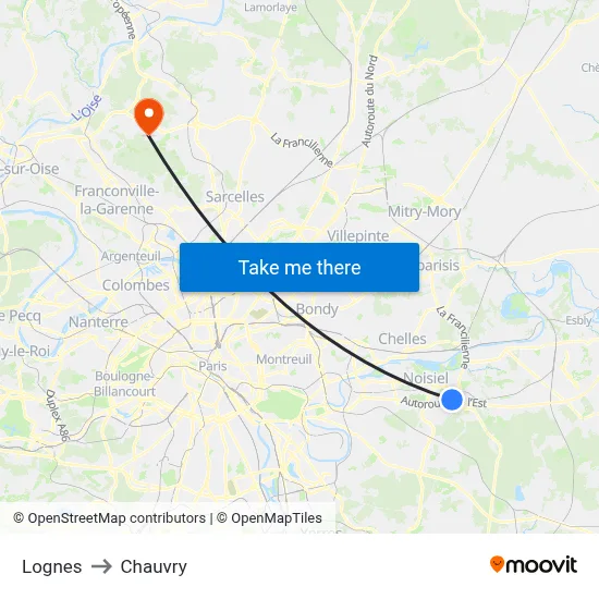Lognes to Chauvry map
