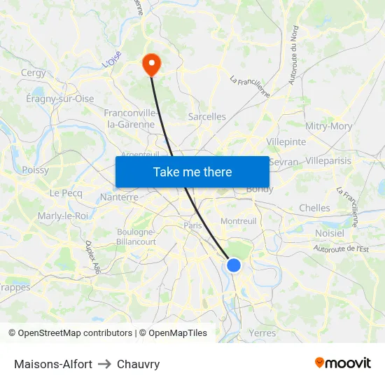 Maisons-Alfort to Chauvry map