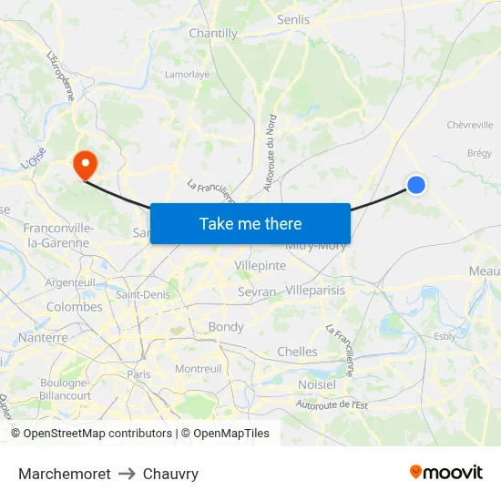 Marchemoret to Chauvry map