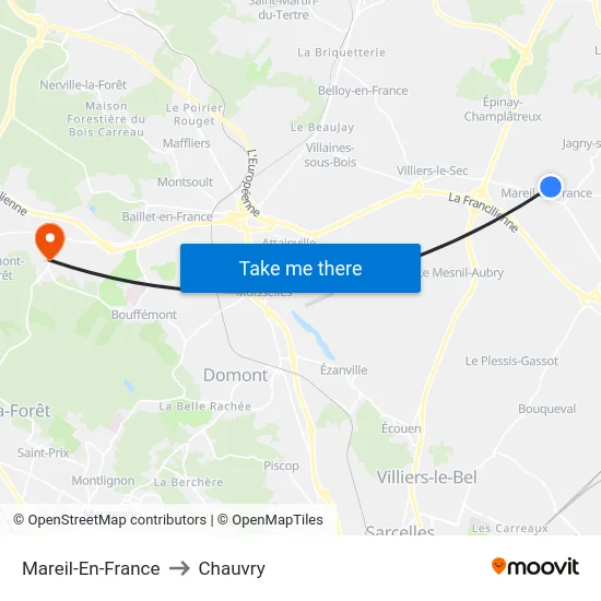 Mareil-En-France to Chauvry map