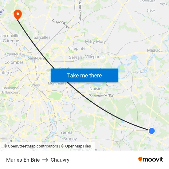 Marles-En-Brie to Chauvry map