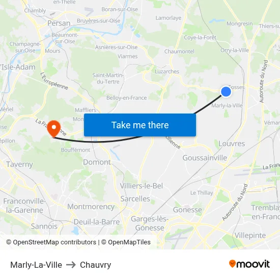 Marly-La-Ville to Chauvry map