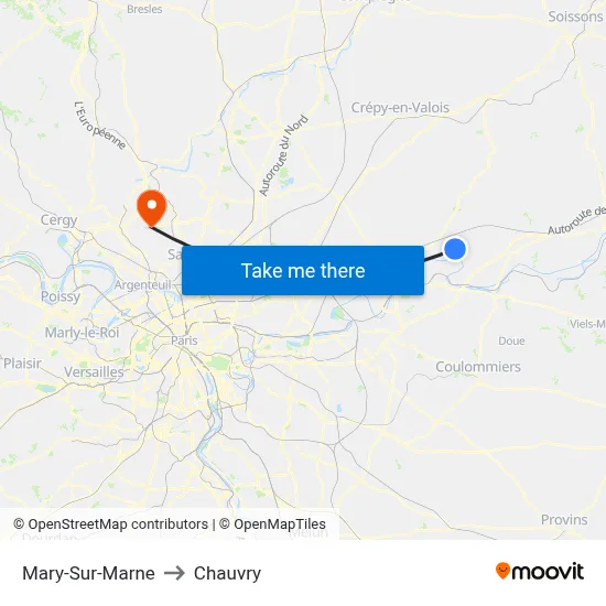 Mary-Sur-Marne to Chauvry map