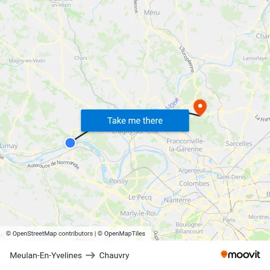 Meulan-En-Yvelines to Chauvry map