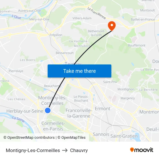 Montigny-Les-Cormeilles to Chauvry map