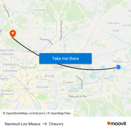 Nanteuil-Les-Meaux to Chauvry map