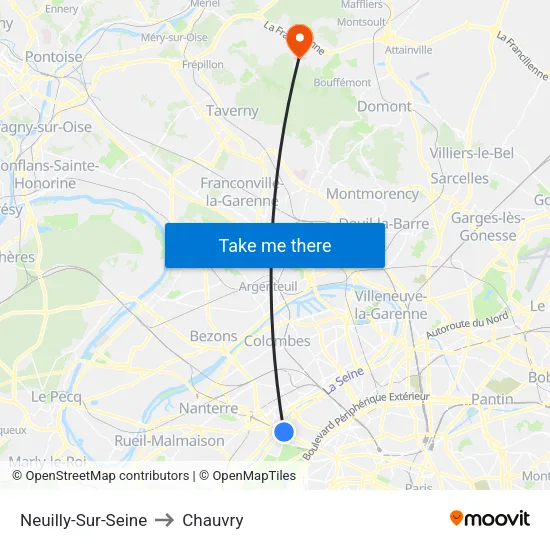 Neuilly-Sur-Seine to Chauvry map