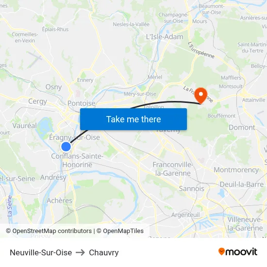 Neuville-Sur-Oise to Chauvry map