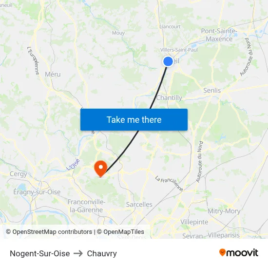 Nogent-Sur-Oise to Chauvry map