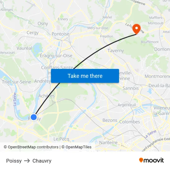Poissy to Chauvry map