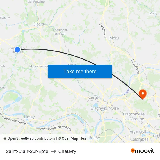 Saint-Clair-Sur-Epte to Chauvry map
