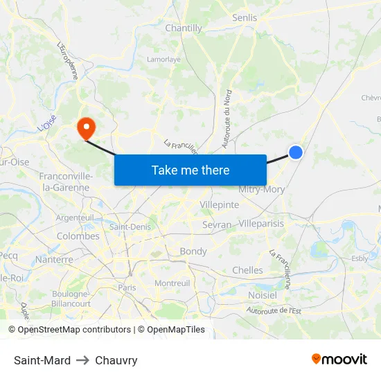 Saint-Mard to Chauvry map