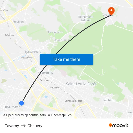 Taverny to Chauvry map