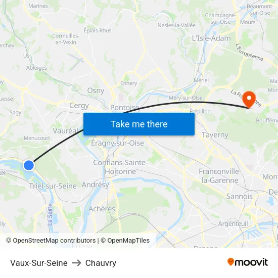 Vaux-Sur-Seine to Chauvry map