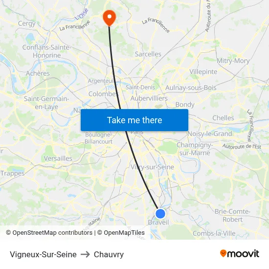 Vigneux-Sur-Seine to Chauvry map
