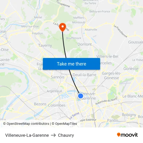 Villeneuve-La-Garenne to Chauvry map