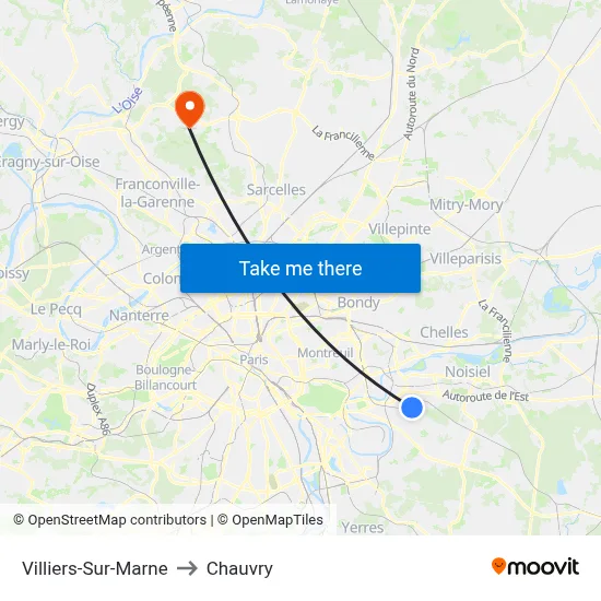 Villiers-Sur-Marne to Chauvry map