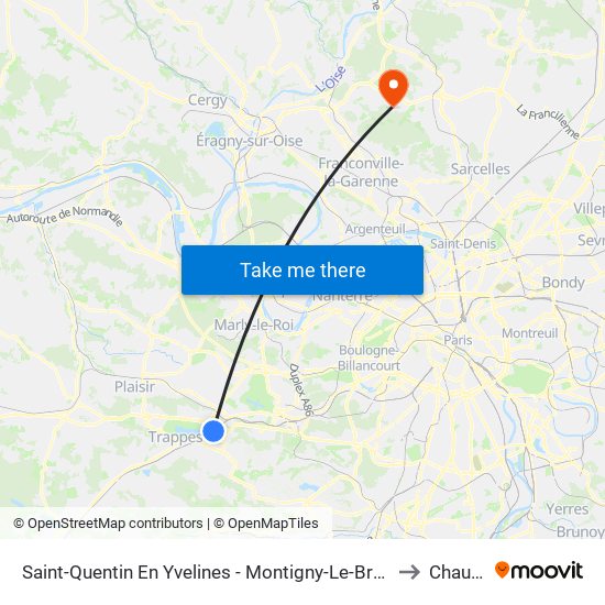 Saint-Quentin En Yvelines - Montigny-Le-Bretonneux to Chauvry map