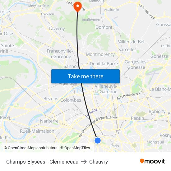 Champs-Élysées - Clemenceau to Chauvry map