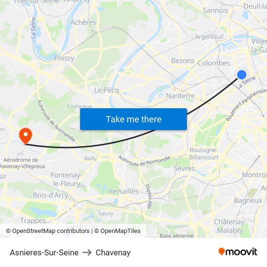 Asnieres-Sur-Seine to Chavenay map