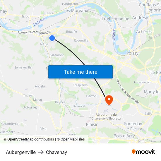 Aubergenville to Chavenay map