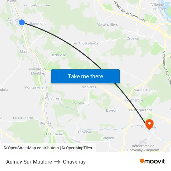 Aulnay-Sur-Mauldre to Chavenay map