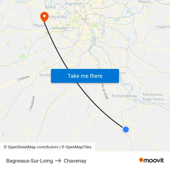 Bagneaux-Sur-Loing to Chavenay map