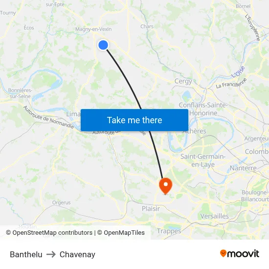 Banthelu to Chavenay map