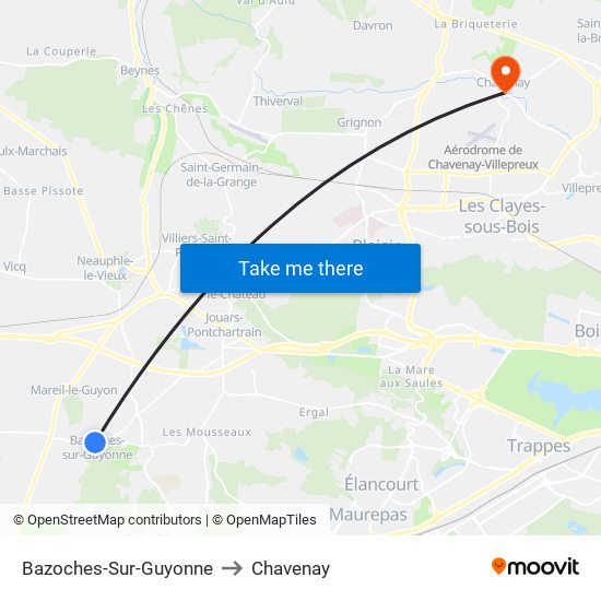 Bazoches-Sur-Guyonne to Chavenay map