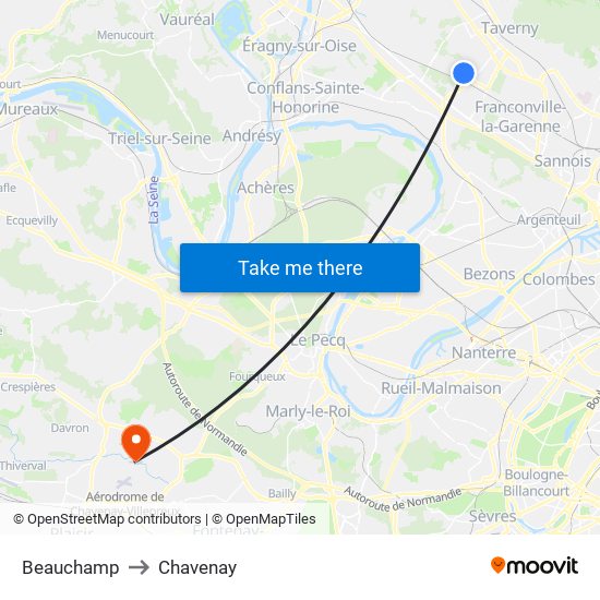 Beauchamp to Chavenay map