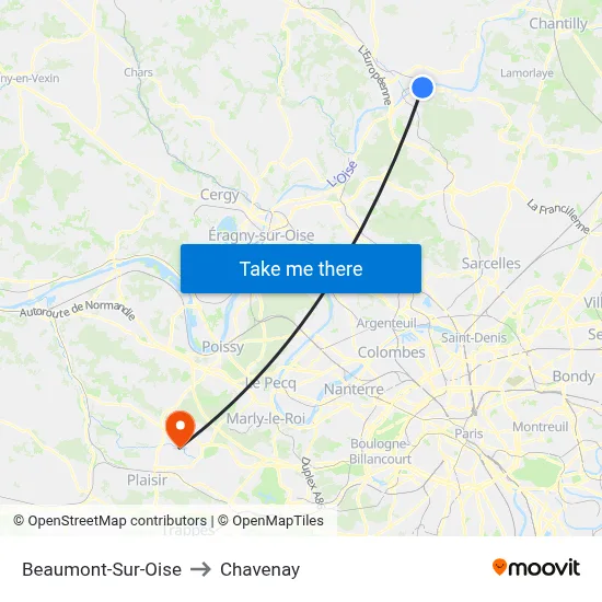 Beaumont-Sur-Oise to Chavenay map