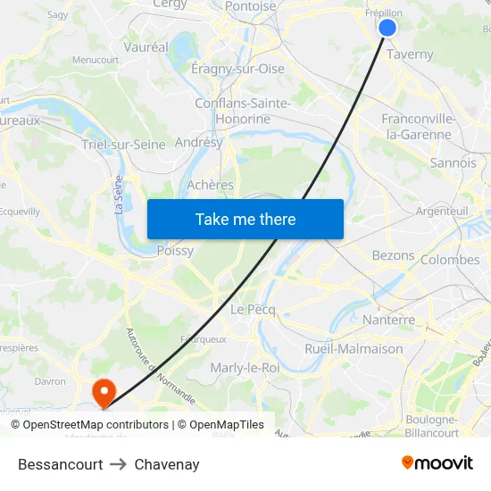 Bessancourt to Chavenay map