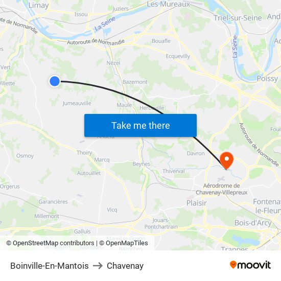 Boinville-En-Mantois to Chavenay map